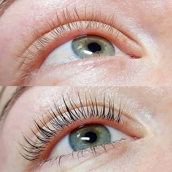 Wimpernlifting mit färben